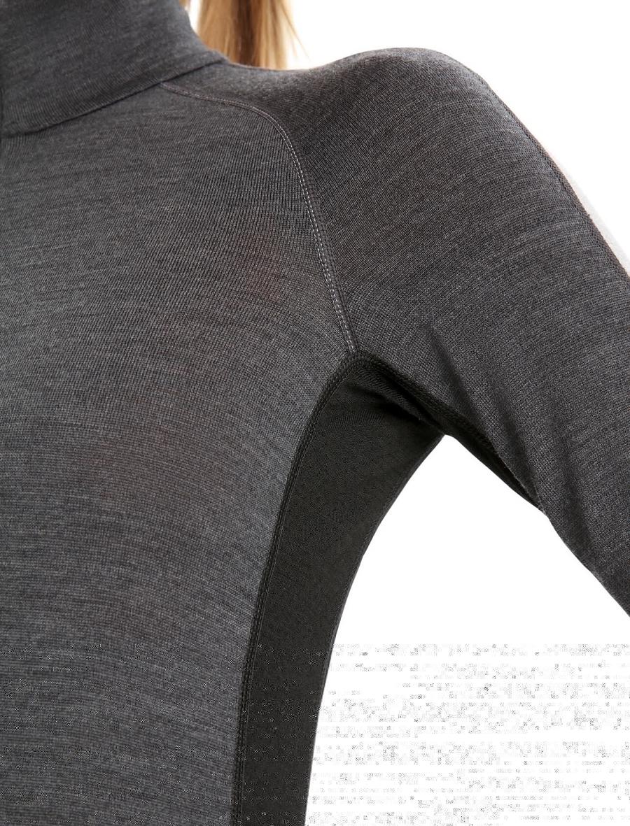 Jet Heather / Black Icebreaker 260 ZoneKnit™ Merino Long Sleeve Half Zip Women's Base Layers | AU 1880TCEV